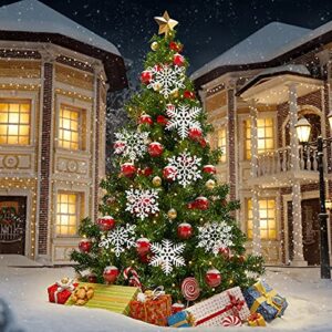 Large Snowflakes Extra Large Outdoor Christmas Ornaments Glittered Snowflakes Decorations Oversized Christmas Ornaments Snowflake Window Hanging Decorations (White Cute Style, 8 Pcs)