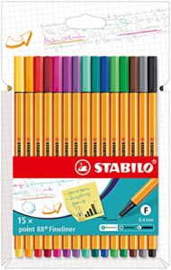 stabilo fineliner point 88 - pack of 15 - assorted colours