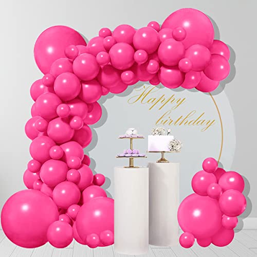 Hot Pink Balloons, 85Pcs 18 Inch 12 Inch 10 Inch 5 Inch Latex Party Balloons For Birthday Party Decoration Baby Shower Wedding Anniversary Bachelorette Graduation