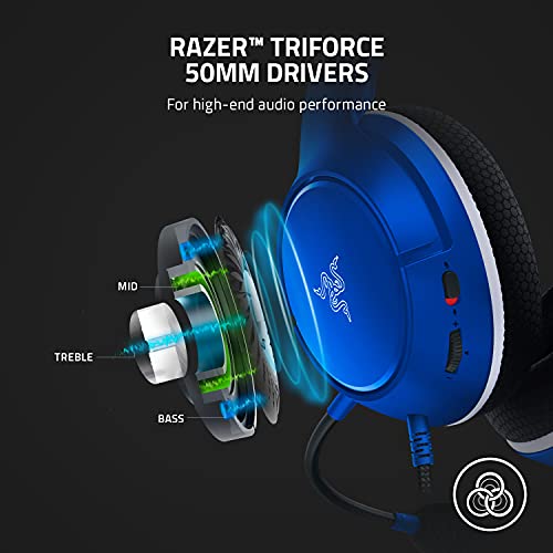 Razer Kaira X Wired Headset for Xbox Series X|S, Xbox One, PC, Mac & Mobile Devices: TriForce 50mm Drivers - HyperClear Cardioid Mic - Memory Foam Ear Cushions - On-Headset Controls - Shock Blue