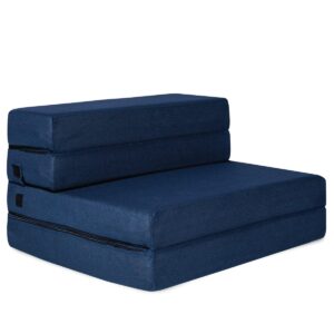 milliard tri-fold foam folding mattress and sofa bed for guests- cot size (75"x31"x4.5")