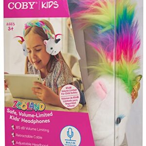 Coby Wired Kids Headphones | Lightweight Cuddle Earphones with Microphone | Volume Limiting 85dB | Plush Headset for Children| On-Ear Kids Headphones for Kids for School (Unicorn Sparkle)