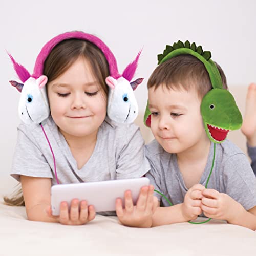 Coby Wired Kids Headphones | Lightweight Cuddle Earphones with Microphone | Volume Limiting 85dB | Plush Headset for Children| On-Ear Kids Headphones for Kids for School (Unicorn Sparkle)