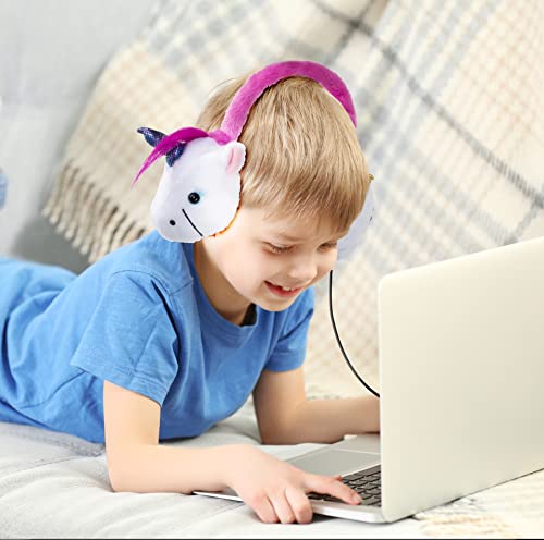 Coby Wired Kids Headphones | Lightweight Cuddle Earphones with Microphone | Volume Limiting 85dB | Plush Headset for Children| On-Ear Kids Headphones for Kids for School (Unicorn Sparkle)