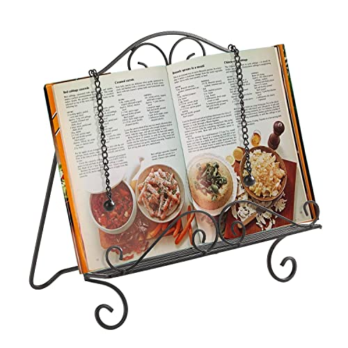 MOCOME Metal Cookbook Holder Recipe Book Stand for Kitchen, Vintage Scrollwork