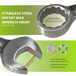 WEDO Stainless Steel Wrench Combination Open End 12 Points Box, Anti-Corrosion, High Strength,Polished Surface, DIN Standard Size 1/2~9/16inch (SS8101A,SS420)