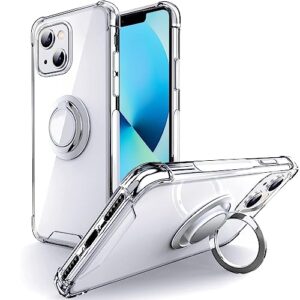 silverback designed for iphone 13 mini case clear with ring kickstand, protective shock -absorbing bumper shockproof phone case for apple iphone 13 mini 5.4 inch-clear