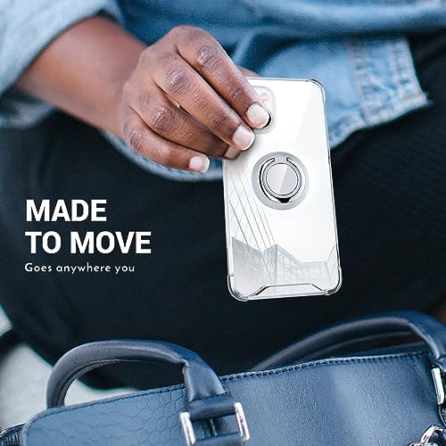 Silverback Designed for iPhone 13 Mini Case Clear with Ring Kickstand, Protective Shock -Absorbing Bumper Shockproof Phone Case for Apple iPhone 13 Mini 5.4 inch-Clear