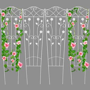 xyadx trapezoidal garden trellis for climbing plants outdoor, sturdy metal trellis climbing plants support, 59 x 16 inches garden trellis for vegetables and flowers pack of 4 - white