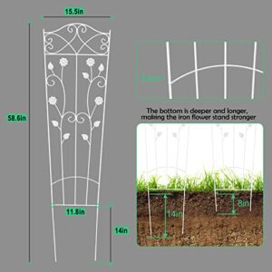 XYADX Trapezoidal Garden Trellis for Climbing Plants Outdoor, Sturdy Metal Trellis Climbing Plants Support, 59 X 16 Inches Garden Trellis for Vegetables and Flowers Pack of 4 - White