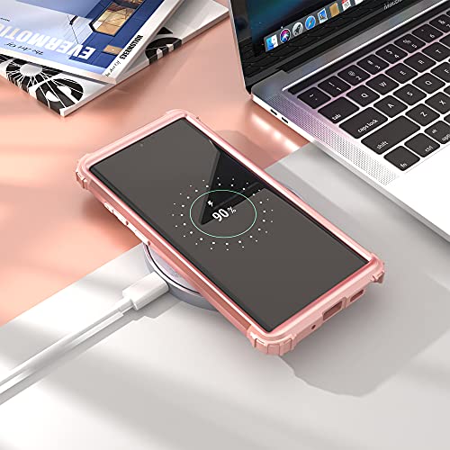 IDweel Galaxy Note 10 Plus Case, Note 10 Plus Case Rose Gold for Women, 3 in 1 Shockproof Slim Hybrid Heavy Duty Protection Hard PC Cover Soft Silicone Rugged Bumper Full Body Cover, Rose Gold