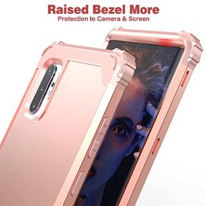 IDweel Galaxy Note 10 Plus Case, Note 10 Plus Case Rose Gold for Women, 3 in 1 Shockproof Slim Hybrid Heavy Duty Protection Hard PC Cover Soft Silicone Rugged Bumper Full Body Cover, Rose Gold