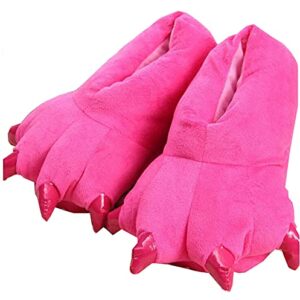 HengQiu Unisex Plush Animal Paw Slippers Fuzzy Warm House Shoes Dinosaur paw Slippers Claw Slippers (S, Rose, numeric_3)