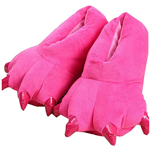 HengQiu Unisex Plush Animal Paw Slippers Fuzzy Warm House Shoes Dinosaur paw Slippers Claw Slippers (S, Rose, numeric_3)