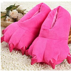 HengQiu Unisex Plush Animal Paw Slippers Fuzzy Warm House Shoes Dinosaur paw Slippers Claw Slippers (S, Rose, numeric_3)