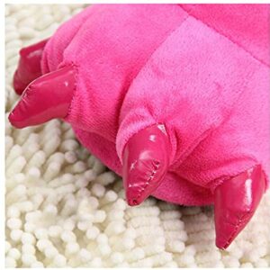 HengQiu Unisex Plush Animal Paw Slippers Fuzzy Warm House Shoes Dinosaur paw Slippers Claw Slippers (S, Rose, numeric_3)