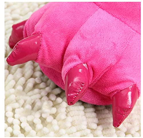 HengQiu Unisex Plush Animal Paw Slippers Fuzzy Warm House Shoes Dinosaur paw Slippers Claw Slippers (S, Rose, numeric_3)