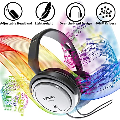 PHILIPS Over Ear Wired Stereo Headphones for Podcasts, Studio Monitoring and Recording Headset for Computer, Keyboard and Guitar with 6.3 mm (1/4") Add On Adapter- Silver