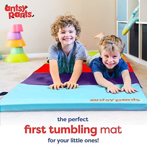 Flybar Antsy Pants Tumbling Mat – Gymnastics Mat, Easy to Clean, Sturdy, Foldable Tumbling Mat for Kids, Padded, Portable, Carrying Handle, Gymnastics Equipment for Activity Play, Vibrant Colors