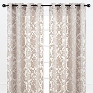 chanasya premium devore sheer grommet curtains - classy, light filtering drapes for living room or bedroom - 52" x 84" - taupe, 2 panels