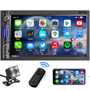 double din car stereo receiver: 7 inch hd touchscreen car audio with bluetooth – lcd capacitive monitor | mirrorlink | live rearview camera | usb/sd/aux input | am/fm car radio | subwoofer