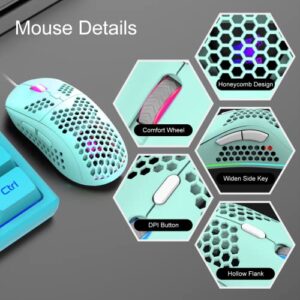 60% Gaming Keyboard and Mouse Combo Samll Mini RGB Backlight Mechanical Feeling and Honeycomb Optical Mouse, Mouse pad for Gamers and Typists