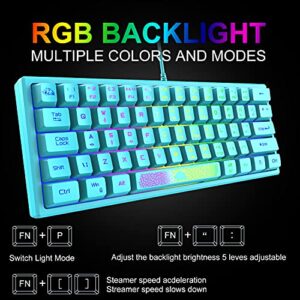60% Gaming Keyboard and Mouse Combo Samll Mini RGB Backlight Mechanical Feeling and Honeycomb Optical Mouse, Mouse pad for Gamers and Typists