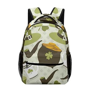 st. patrick's day kids backpack, student school bags for boys & girls, bookbags with adjustable strapfor travel