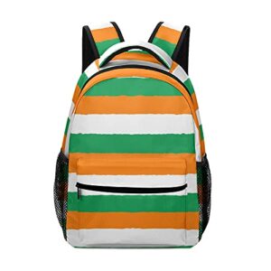 stripes saint patrick kids backpack, student school bags for boys & girls, bookbags with adjustable strapfor travel