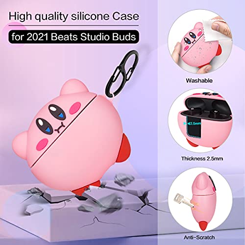 for 2021 Beats Studio Buds Case Cover, AIBEAMER Shockproof Silicone Protective Cute Cover 3D Cartoon Anime Design for Beats Studio Buds Case with Keychain for Girls Kids Women(New Star Kabi Case)