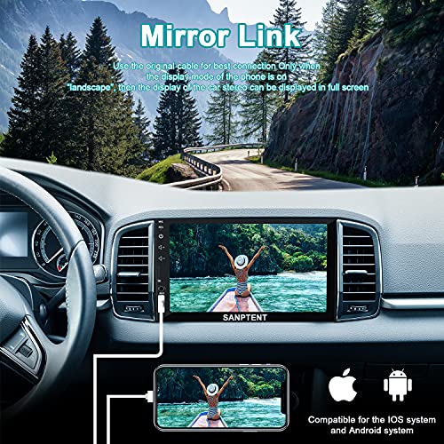 Double Din Car Stereo Radio Audio Receiver Compatible with Apple Carplay, Android Auto, Mirror Link, 7 Inch Full Touchscreen Car Stereo, Backup Camera, Bluetooth, USB/TF/AUX Port, A/V Input, FM/AM