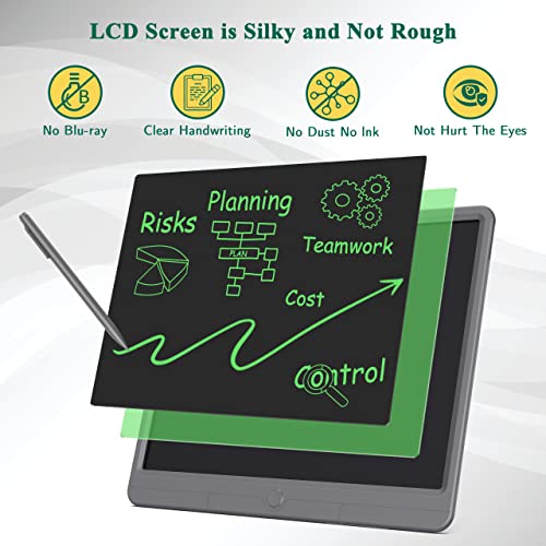 TUGAU LCD Writing Tablet 15 Inch, Erasable Electronic Writing Pad, Large Doodle Board, Portable Drawing Tablet Gift for Kids & Adults, Digital Paper Handwriting Pad for Business Office Homeschool
