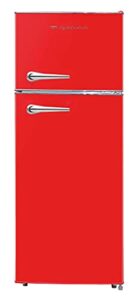 frigidaire efr786-red efr786 retro apartment size refrigerator with top freezer-2 door fridge with 7.5 cu ft of storage capacity, adjustable spill-proof shelves, door & crisper bins, red