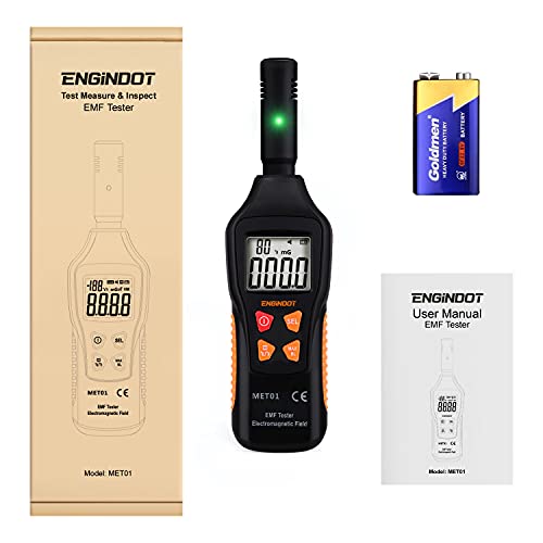 EMF Meter 5HZ-3.5G, ENGiNDOT Digital LCD EMF Detector, 3-in-1 EMF Tester, Ghost Hunting Equipment, Electromagnetic Radiation Detector, Temperature Detector, EMF Inspections