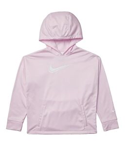 nike girl's pullover hoodie (little kids/big kids) pink foam/white/white sm (8 big kid)