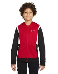 nike boy's elite full zip hoodie (little kids/big kids) university red/black/white/white md (10-12 big kid)