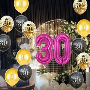 Hot Pink Number 30 Balloon Dark Pink Number 30 Balloon Jumbo Giant Big Large Number 30 Foil Mylar Balloons for Women Men 30th Birthday Party 30 Anniversary Decorations Supplies 40 Inch