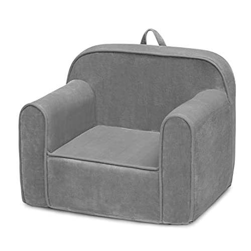 Delta Children Cozee Chair for Kids for Ages 18 Months and Up, Grey Mink Velvet