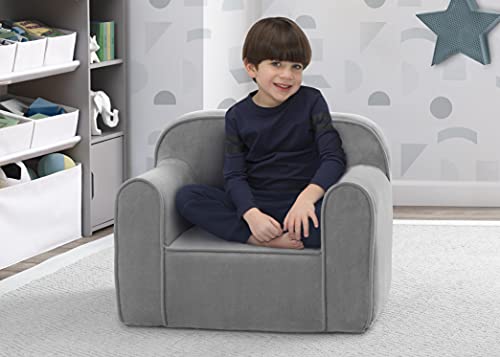 Delta Children Cozee Chair for Kids for Ages 18 Months and Up, Grey Mink Velvet