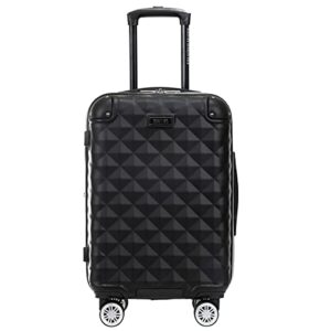 kenneth cole reaction diamond tower luggage lightweight hardside expandable 8-wheel spinner travel suitcase, black, 20-inch carry on