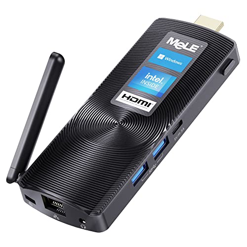 MeLE PCG02 Fanless Mini PC Stick Windows 11 Pro Celeron J4125 4GB 64GB Micro Desktop Computer Stick Support HDMI 4K HD, Dual Band Wi-Fi5, USB3.0, Gigabit Ethernet on Business Office Industrial IOT