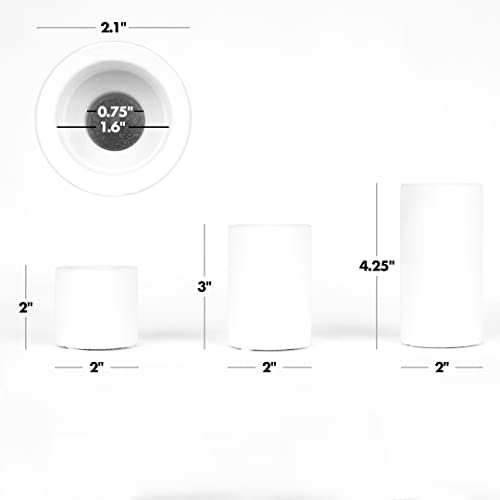 Koyal Wholesale Ceramic Tealight & Taper Candle Holders, Matte White Candle Taper Holder Set of 3