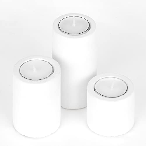 Koyal Wholesale Ceramic Tealight & Taper Candle Holders, Matte White Candle Taper Holder Set of 3