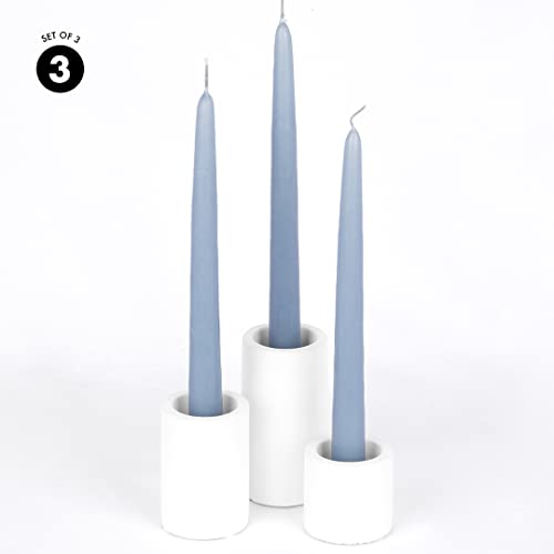 Koyal Wholesale Ceramic Tealight & Taper Candle Holders, Matte White Candle Taper Holder Set of 3