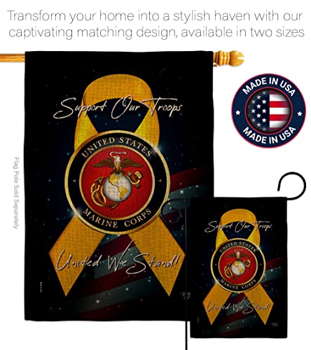 Breeze Decor Support Marine Corps Burlap House Flag Set Armed Forces USMC Semper Fi United State American Military Veteran Retire Official Banner Small Garden Yard Gift Double-Sided, Made in USA