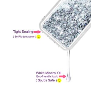 WORLDMOM Compatible with iPhone 13 Mini Case,Clear Bling Flowing Liquid Floating Sparkle Colorful Glitter Waterfall TPU Protective Phone Case Compatible with iPhone 13 Mini [5.4 Inch 2021], Silver