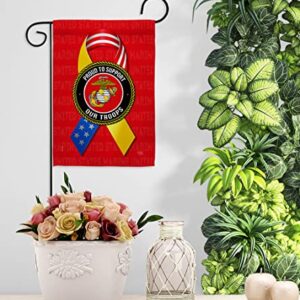 Breeze Decor Support Marine Troops Garden House Flag Set Armed Forces Corps USMC Semper Fi United State American Military Veteran Retire Official Banner Small Yard Gift Double-Sided, Made in USA