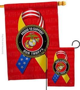 breeze decor support marine troops garden house flag set armed forces corps usmc semper fi united state american military veteran retire official banner small yard gift double-sided, made in usa