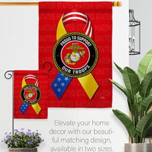 Breeze Decor Support Marine Troops Garden House Flag Set Armed Forces Corps USMC Semper Fi United State American Military Veteran Retire Official Banner Small Yard Gift Double-Sided, Made in USA
