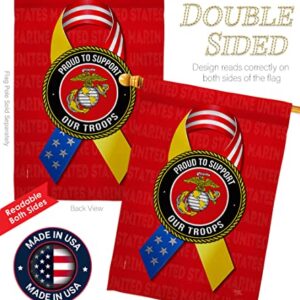 Breeze Decor Support Marine Troops Garden House Flag Set Armed Forces Corps USMC Semper Fi United State American Military Veteran Retire Official Banner Small Yard Gift Double-Sided, Made in USA